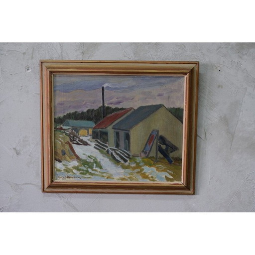 Vintage olieverfschilderij door Hjalmar Lundström, Zweden 1930
