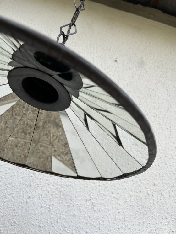 Image 1 of Industriële metalen hanglamp met spiegel