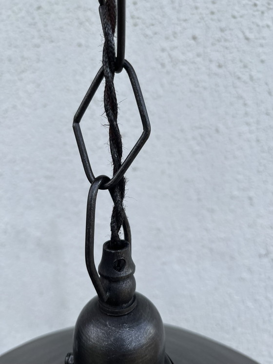 Image 1 of Industriële metalen hanglamp met spiegel