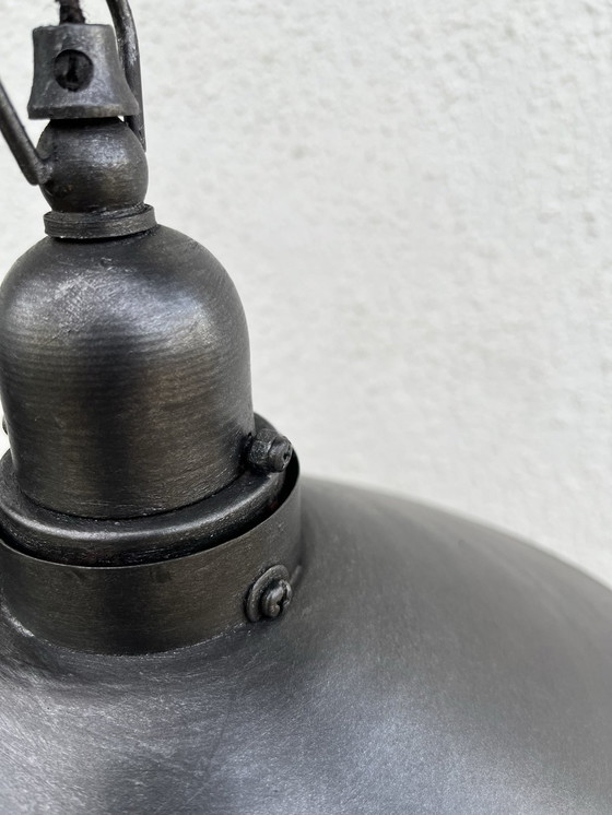 Image 1 of Industriële metalen hanglamp met spiegel