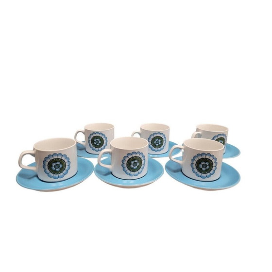 Image 1 of Vintage "Capri" porseleinen koffieservies voor J en G Meakin, Engeland 1970