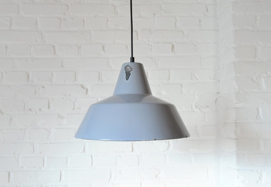 Image 1 of Vintage grijze emaille hanglamp