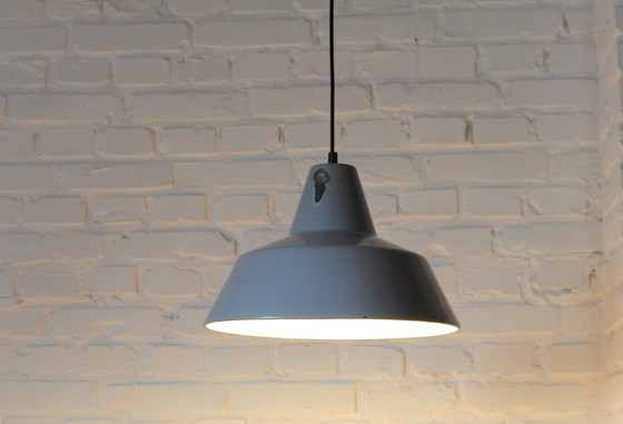 Image 1 of Vintage grijze emaille hanglamp