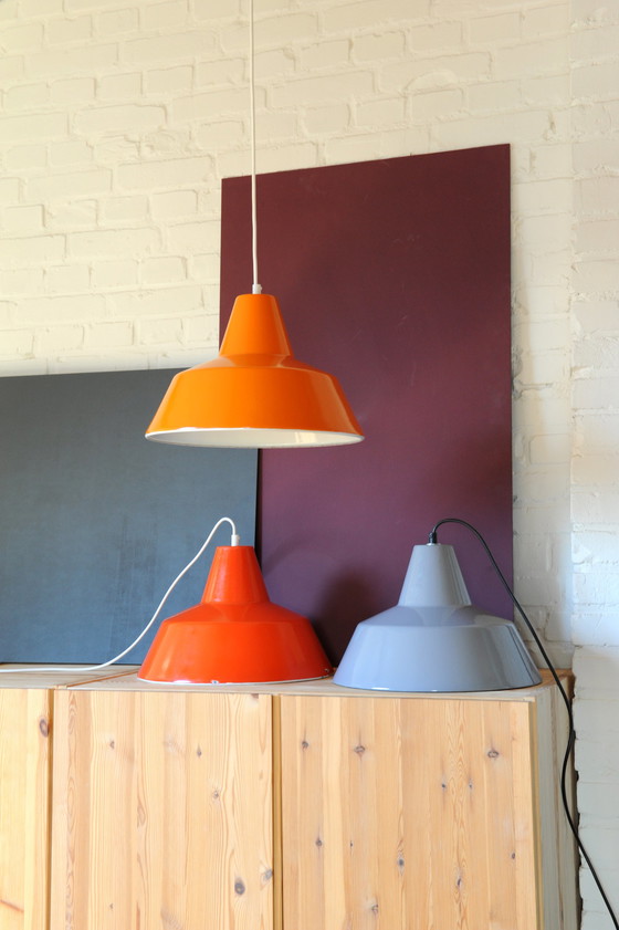 Image 1 of Vintage grijze emaille hanglamp