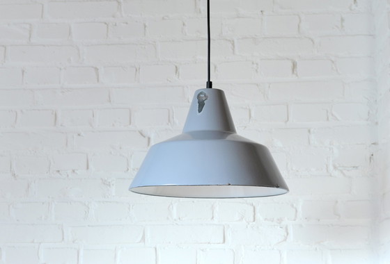 Image 1 of Vintage grijze emaille hanglamp