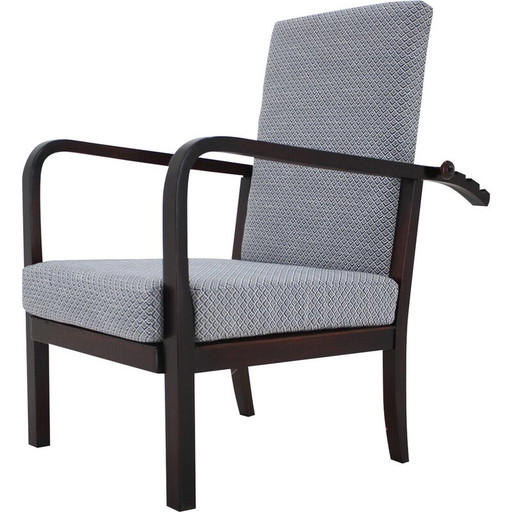 Vintage verstelbare beukenhouten fauteuil, Tsjecho-Slowakije 1940