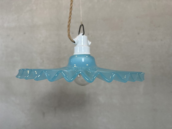 Image 1 of Vintage Kraaglamp - Glas En Porselein
