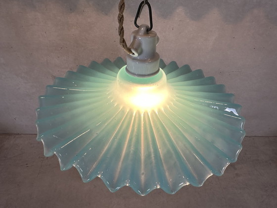 Image 1 of Vintage Kraaglamp - Glas En Porselein
