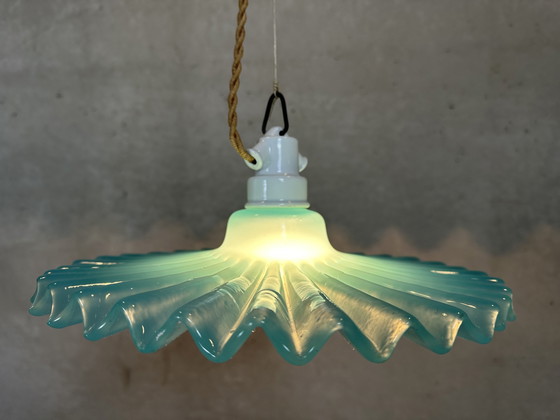 Image 1 of Vintage Kraaglamp - Glas En Porselein