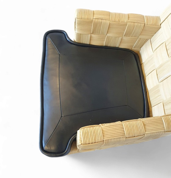 Image 1 of Donghia Block Island Chairs 1990S Met originele leren zittingen. 5 X Armleuningen, 2 X Zonder Door John Hutton.