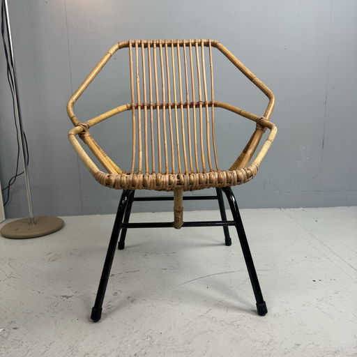 Vintage Rotan Fauteuil ‘Zeshoek’