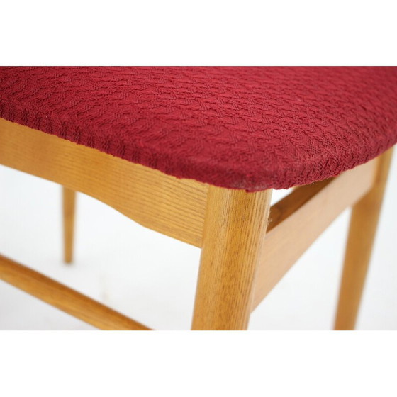 Image 1 of Set van 6 vintage essenhouten eetkamerstoelen, Tsjecho-Slowakije 1960