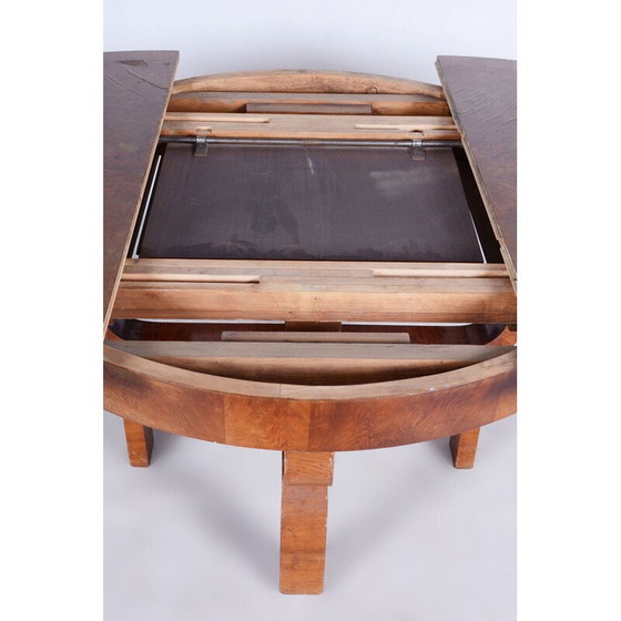 Image 1 of Vintage Art Deco uitschuifbare walnoten eettafel door Halabala voor Up Závody, Tsjecho-Slowakije 1920