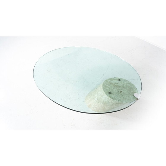 Image 1 of Vintage salontafel model K1000 in travertin en glas voor Team Form