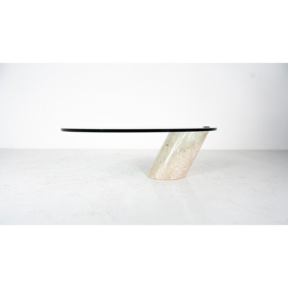 Image 1 of Vintage salontafel model K1000 in travertin en glas voor Team Form