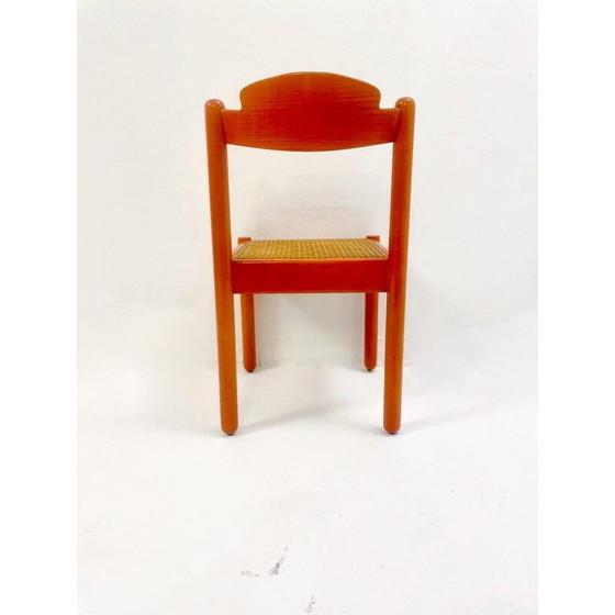 Image 1 of Set van 6 mid-century stoelen in oranje hout, Italië 1960