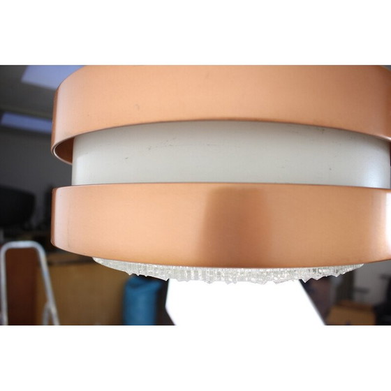 Image 1 of Mid Century glazen en koperen hanglamp, Duitsland 1970