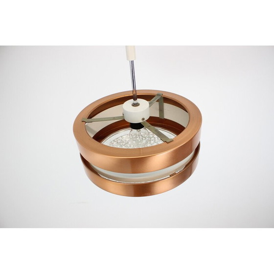 Image 1 of Mid Century glazen en koperen hanglamp, Duitsland 1970