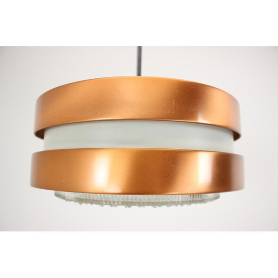 Image 1 of Mid Century glazen en koperen hanglamp, Duitsland 1970