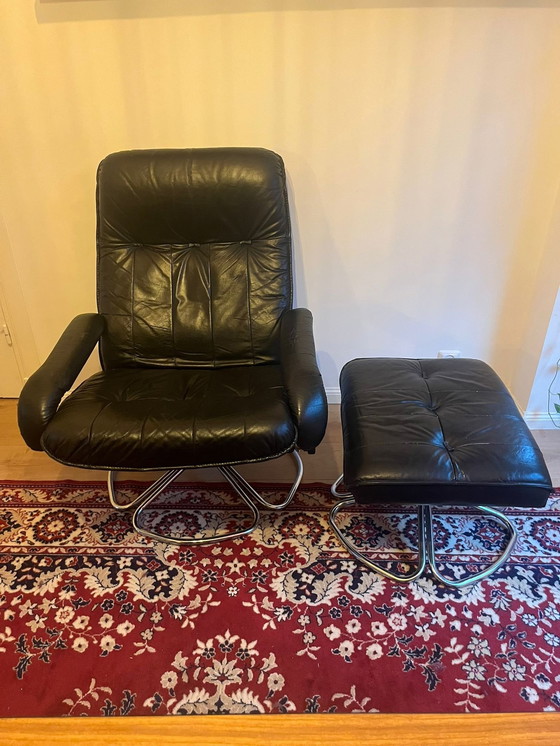 Image 1 of Deense Lounge Fauteuil Met Ottoman Van Unico - 1960