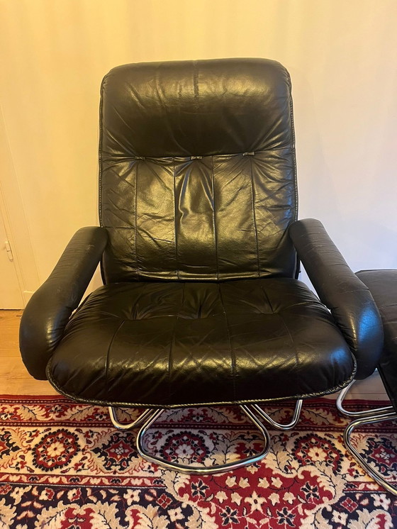 Image 1 of Deense Lounge Fauteuil Met Ottoman Van Unico - 1960