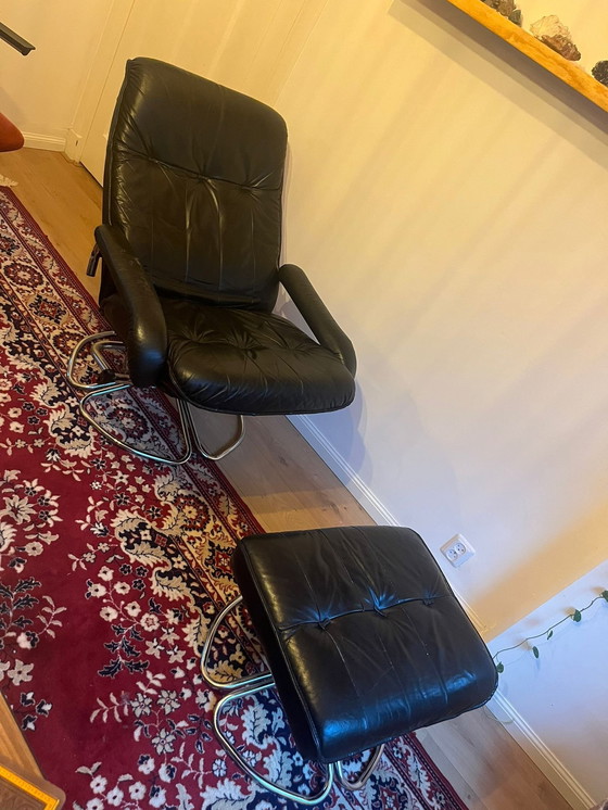 Image 1 of Deense Lounge Fauteuil Met Ottoman Van Unico - 1960