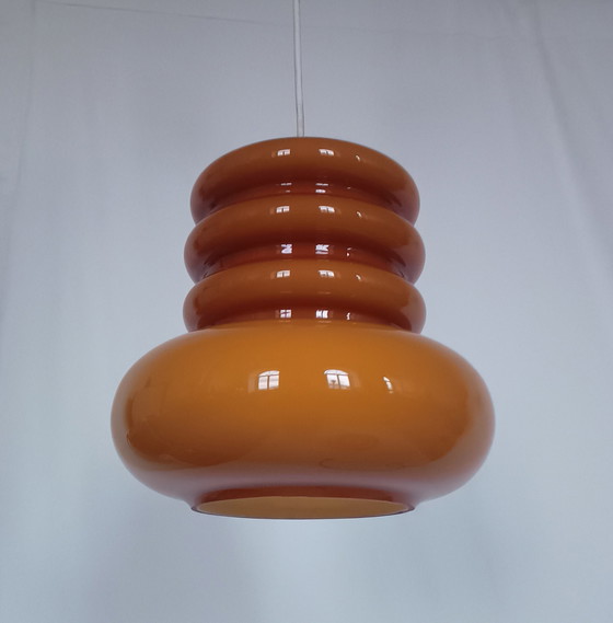 Image 1 of Peill en Putzler oranje glazen space age hanglamp