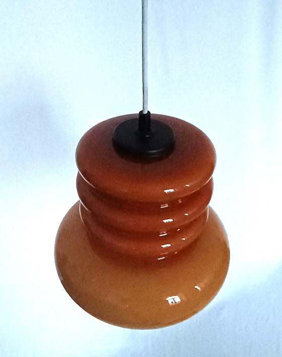 Image 1 of Peill en Putzler oranje glazen space age hanglamp