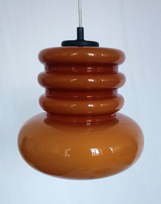 Image 1 of Peill en Putzler oranje glazen space age hanglamp