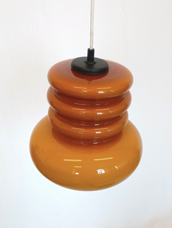 Image 1 of Peill en Putzler oranje glazen space age hanglamp