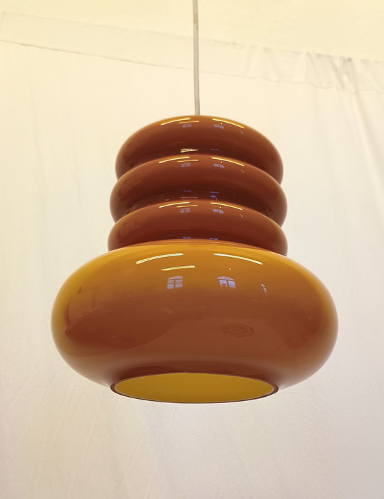 Image 1 of Peill en Putzler oranje glazen space age hanglamp