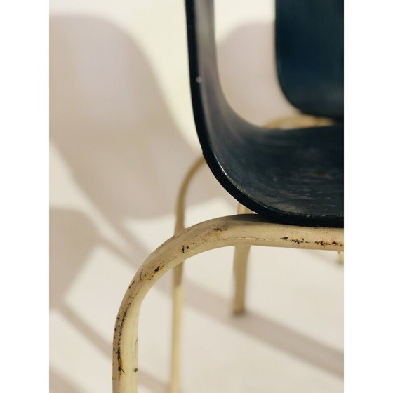 Image 1 of Set van 4 vintage houten en metalen stoelen