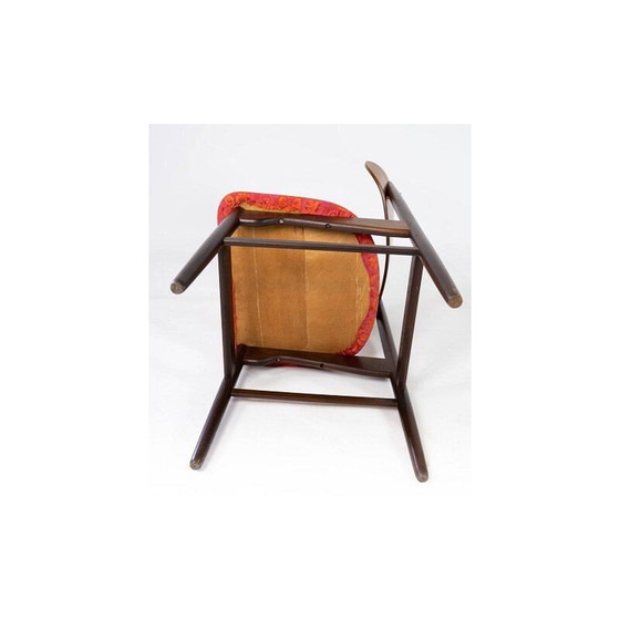 Image 1 of 4 vintage eetkamerstoelen in rozenhout en bekleed met rode stof, Denemarken 1960