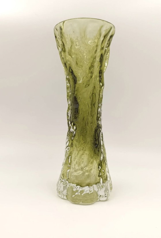 Image 1 of Vaas En Verre Givré Vert Ingrid Glas Vintage Midcentury Design 60 70'S