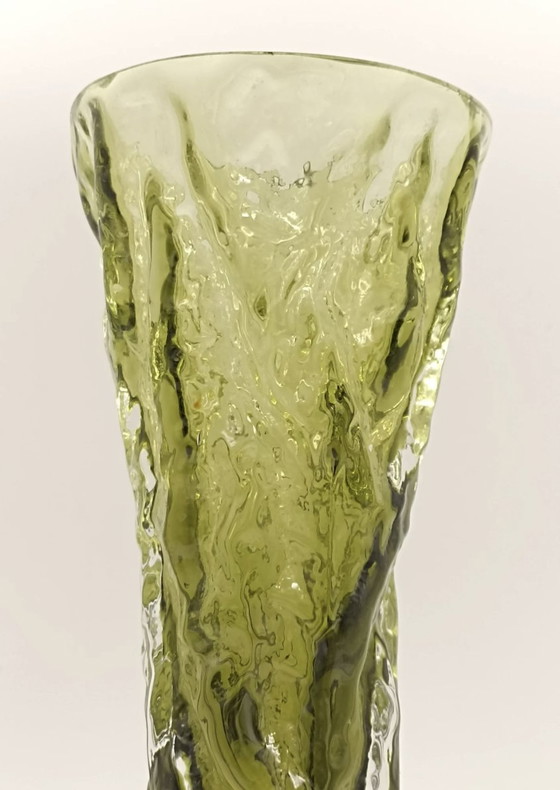 Image 1 of Vaas En Verre Givré Vert Ingrid Glas Vintage Midcentury Design 60 70'S