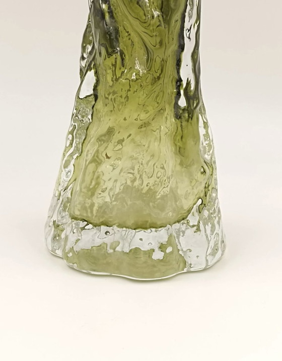 Image 1 of Vaas En Verre Givré Vert Ingrid Glas Vintage Midcentury Design 60 70'S