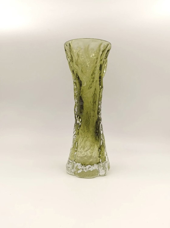 Image 1 of Vaas En Verre Givré Vert Ingrid Glas Vintage Midcentury Design 60 70'S