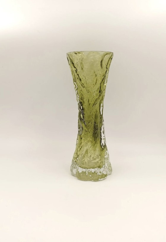 Image 1 of Vaas En Verre Givré Vert Ingrid Glas Vintage Midcentury Design 60 70'S