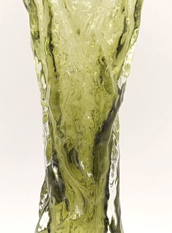 Image 1 of Vaas En Verre Givré Vert Ingrid Glas Vintage Midcentury Design 60 70'S