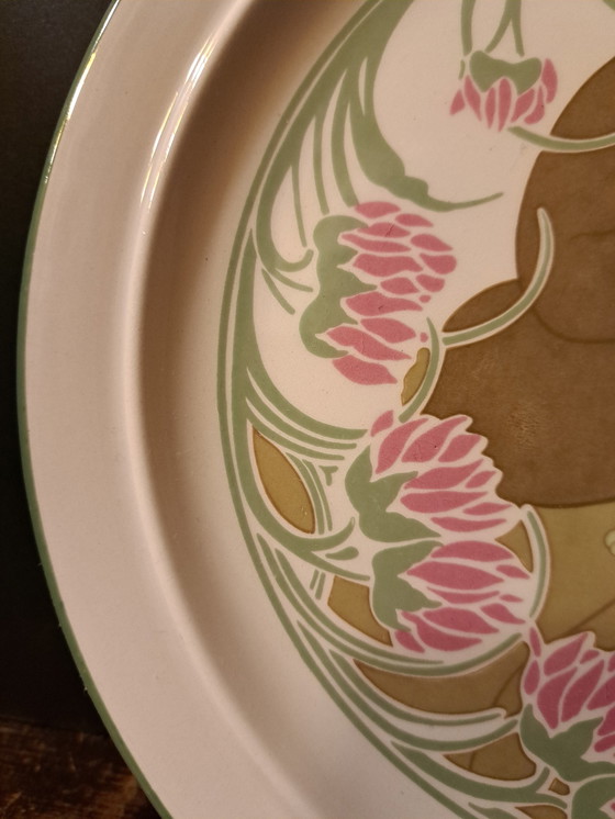 Image 1 of 1 X Luneville France Rond Sierbord Art Nouveau Jugend Stijl