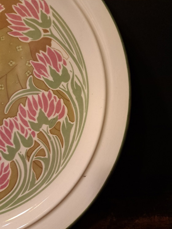 Image 1 of 1 X Luneville France Rond Sierbord Art Nouveau Jugend Stijl