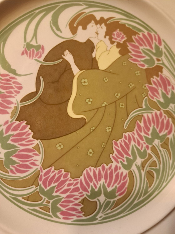 Image 1 of 1 X Luneville France Rond Sierbord Art Nouveau Jugend Stijl