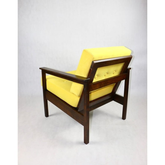 Image 1 of Vintage fauteuil in jadegeel fluweel, jaren 1970