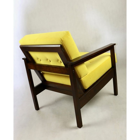 Image 1 of Vintage fauteuil in jadegeel fluweel, jaren 1970