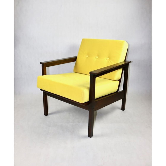 Image 1 of Vintage fauteuil in jadegeel fluweel, jaren 1970