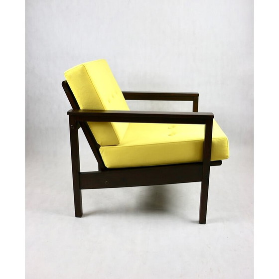 Image 1 of Vintage fauteuil in jadegeel fluweel, jaren 1970