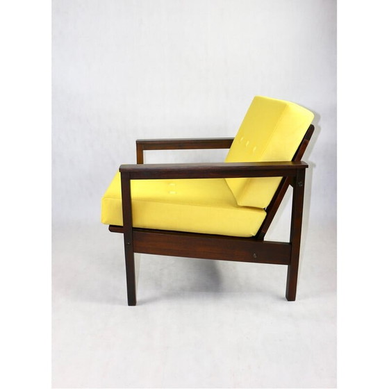 Image 1 of Vintage fauteuil in jadegeel fluweel, jaren 1970