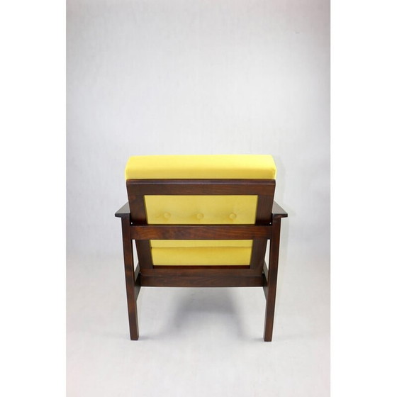 Image 1 of Vintage fauteuil in jadegeel fluweel, jaren 1970