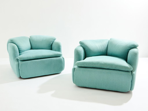 Alberto Rosselli Voor Saporiti Paar Confidential Fauteuils 1970