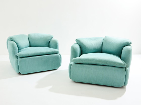 Image 1 of Alberto Rosselli Voor Saporiti Paar Confidential Fauteuils 1970